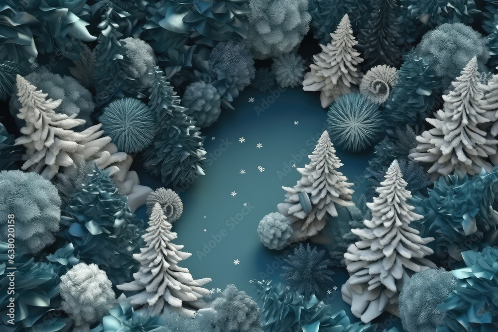 Fashionable New Year's background, card or postcard. Christmas and celebration. Gifts, snowflakes and Christmas tree. Generative AI. Fashionable New Year's background, card or postcard. Christmas and celebration. Gifts, snowflakes and Christmas tree. Generative AI.