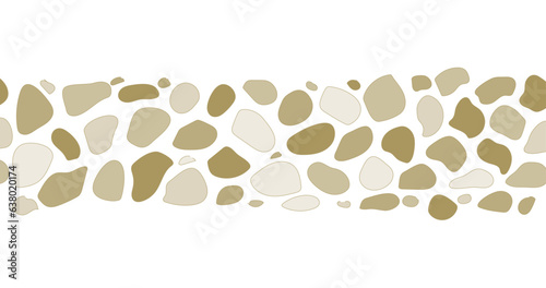 Natural stone footpath. Brown cobblestone garden design. Vector.
