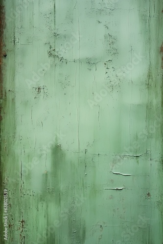 Abstract Light Green Texture of Brushed Metal Sheet with Corrosion and Fractured Design - Closeup Vertical Background. Generative AI