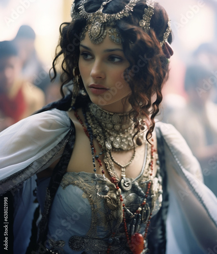 Young beautiful Orient princess wearing jewelry