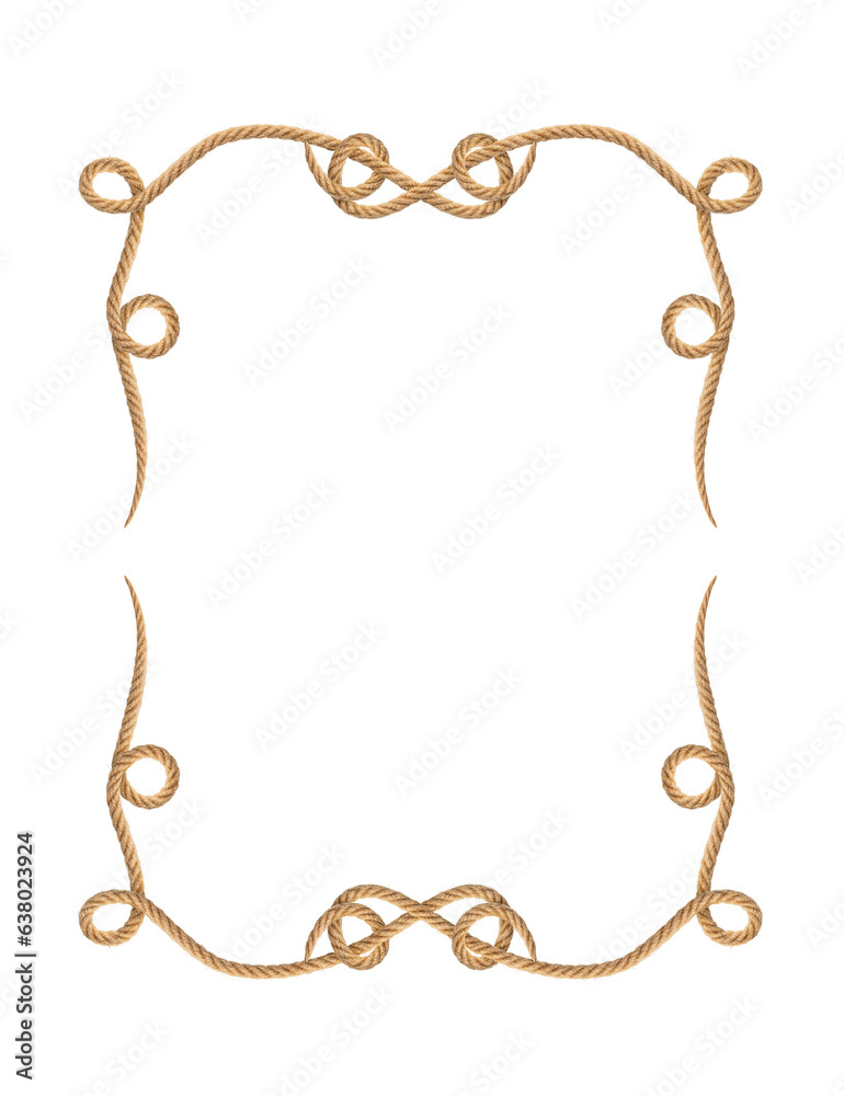 Brown western rope in frame shape on white background Brown western rope in frame shape on white background