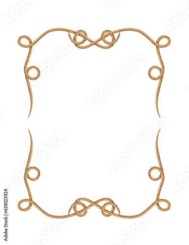 Brown western rope in frame shape on white background
