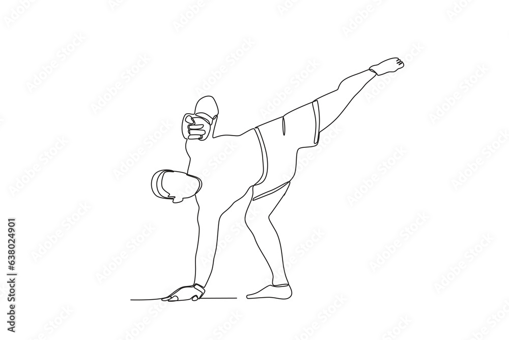 A fighter kicked his leg. UFC one-line drawing