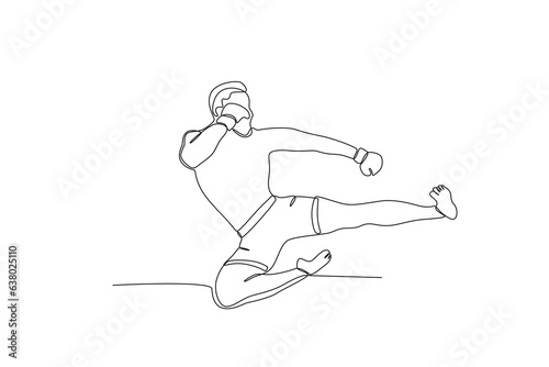 A boxer attacks an opponent. UFC one-line drawing