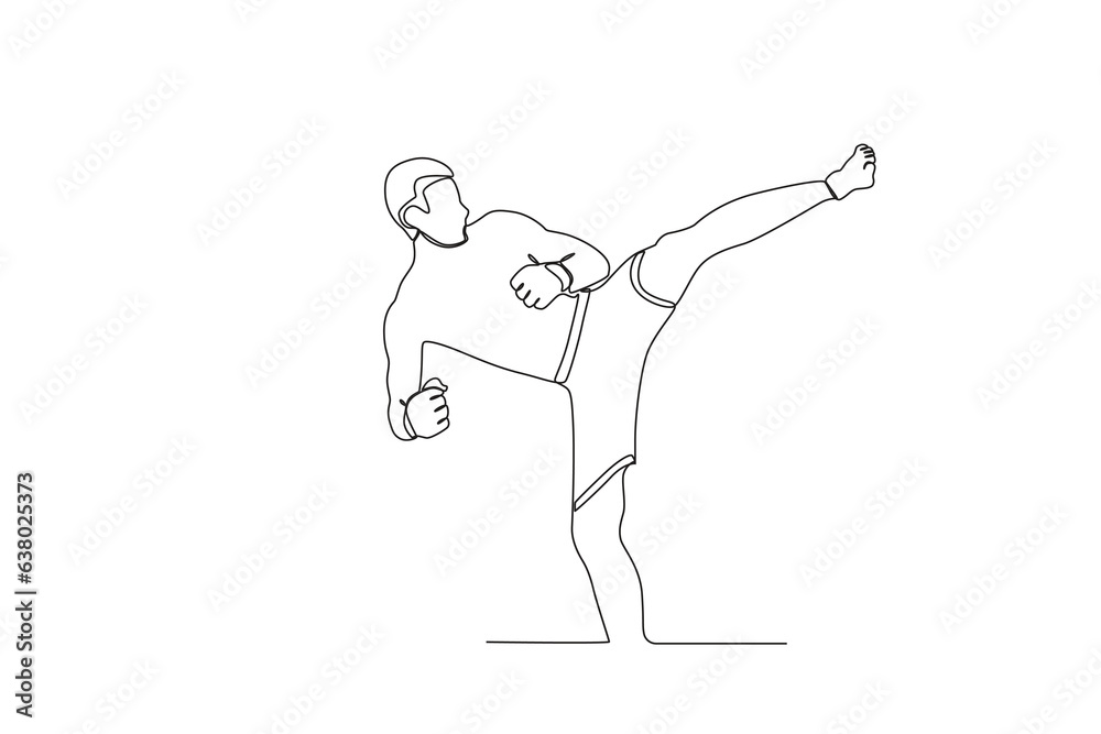 A man fights in the ring. UFC one-line drawing
