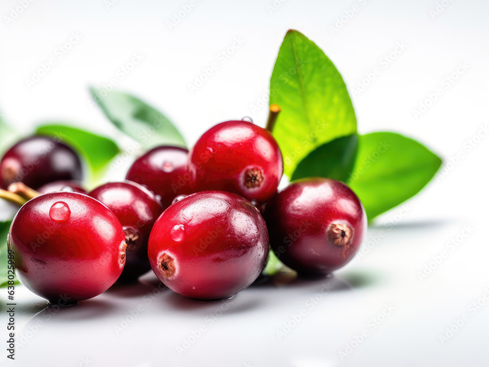 Cranberries with green leaf Cranberries with green leaf