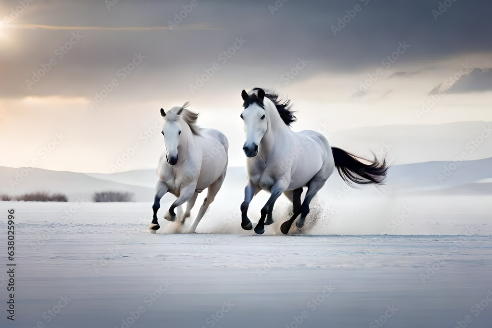 white horse in the snow