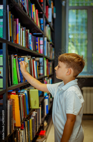 boy in library
