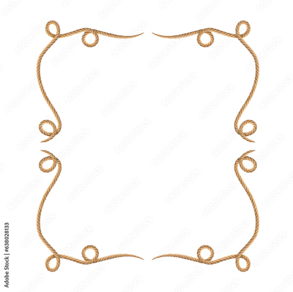 Rope in frame shape on white background Rope in frame shape on white background