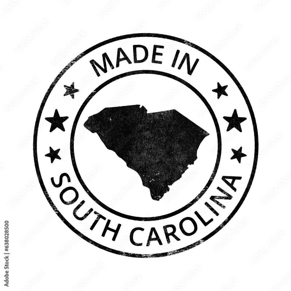Made in South Carolina grunge rubber stamp with state map isolated on ...