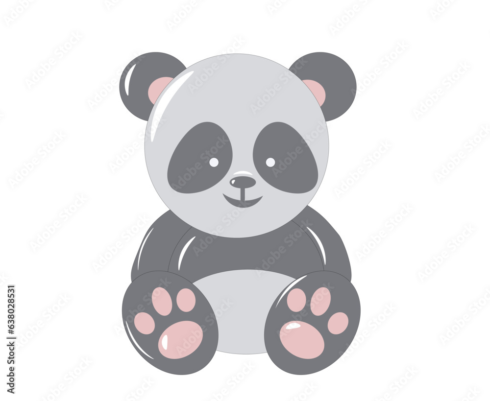 Naklejka premium Vector illustration of cartoon panda in gray color