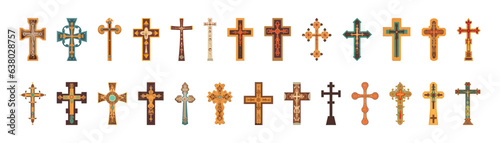 Orthodox crossset flat cartoon isolated on white background. Vector isolated illustration