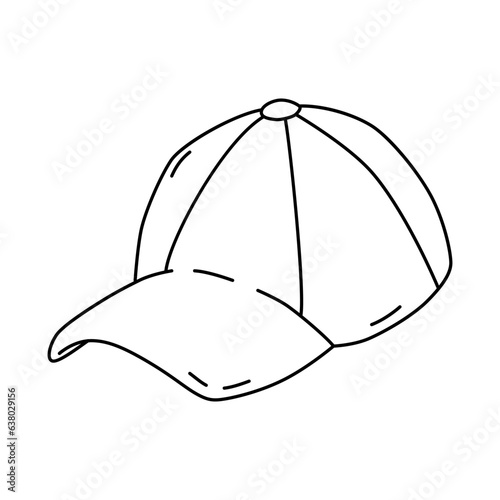 Black and white illustration of the cap. Headdress in doodle style