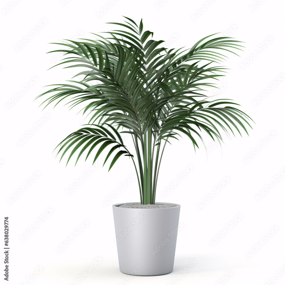 Kentia Palm Tree. In concrete grey pot. Houseplant isolated on white background Kentia Palm Tree. In concrete grey pot. Houseplant isolated on white background
