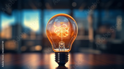 Glowing light bulb on blurred abstract background