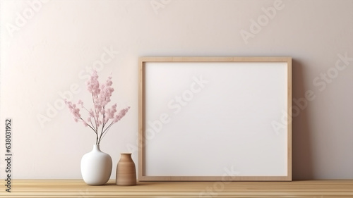 Tableau blanc pour la présentation de produits. Plante et objets, mur blanc, présentation, minimaliste et épuré.