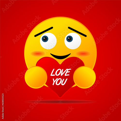 cute emoticon fall in love with the words love you