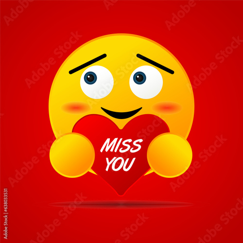 cute emoticon fall in love with the words miss you