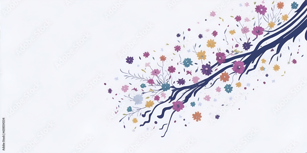 Fototapeta premium Abstract Sakura flowers cartoon. AI generated illustration
