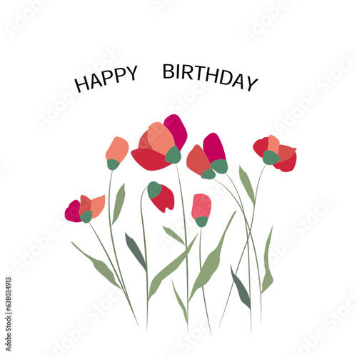 Felicitación de cumpleaños con flores en tonos anaranjados.