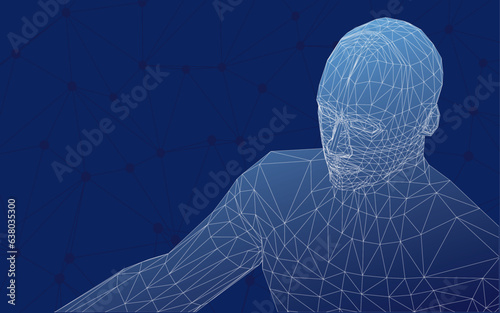 Human hologram Illustration of medical and scientific technology, body scan using nanotechnology