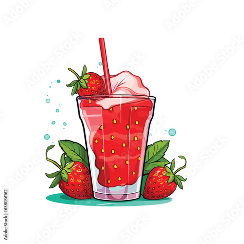 glass of strawberry juice with strawberry
