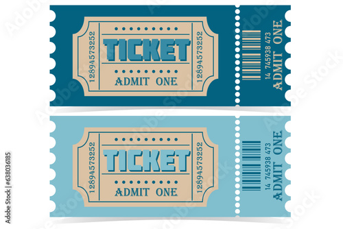 Two samples of Retro Tickets in blue and beige colors