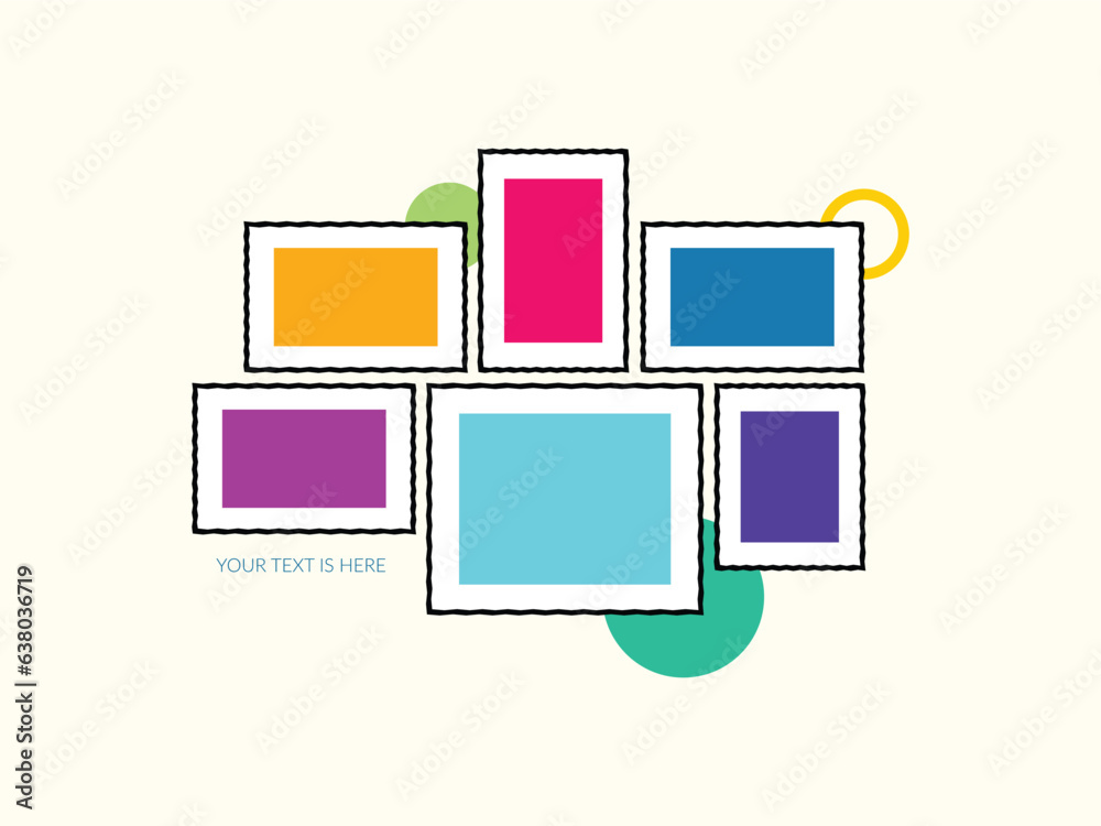 6 photos collage frames, Colorful Templates collage photo frames