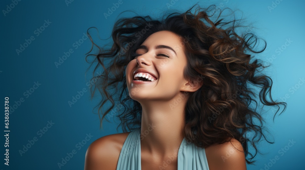 portrait of a laughing girl for street advertising portrait of a laughing girl for street advertising
