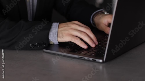 Businessman operating project analysis resource management with laptop