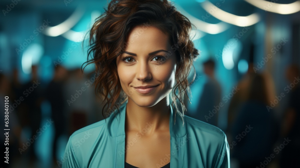 a woman enjoying life and laughing on a blue background a woman enjoying life and laughing on a blue background