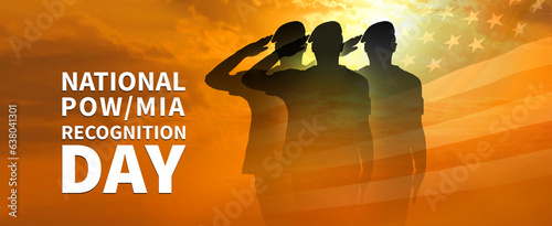 National POW MIA Recognition Day. September 15. USA flag. 3d illustration. photo
