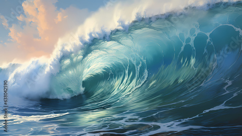 Riding the Tidal Fantasy: Captivating Close-Up of an Amazing Wave by Generative AI © Ahzrael