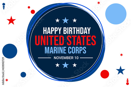 US. Happy Birthday the United States Marine Corps Wallpaper with stars and traditional circle design. Marine corps birthday backdrop photo