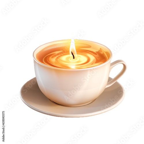 Burning candle, gradient coffee. Isolated on white background. AI Generation