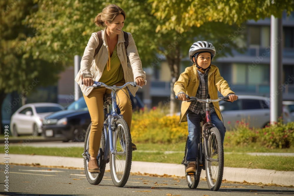 Fototapeta premium Learning to ride a bicycle (AI Generated) 