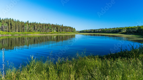 Mackenzie River flows near Fort Providence, Northwest Territories, Canada
