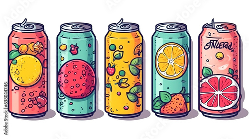 A set of drinks in cans, generative AI.