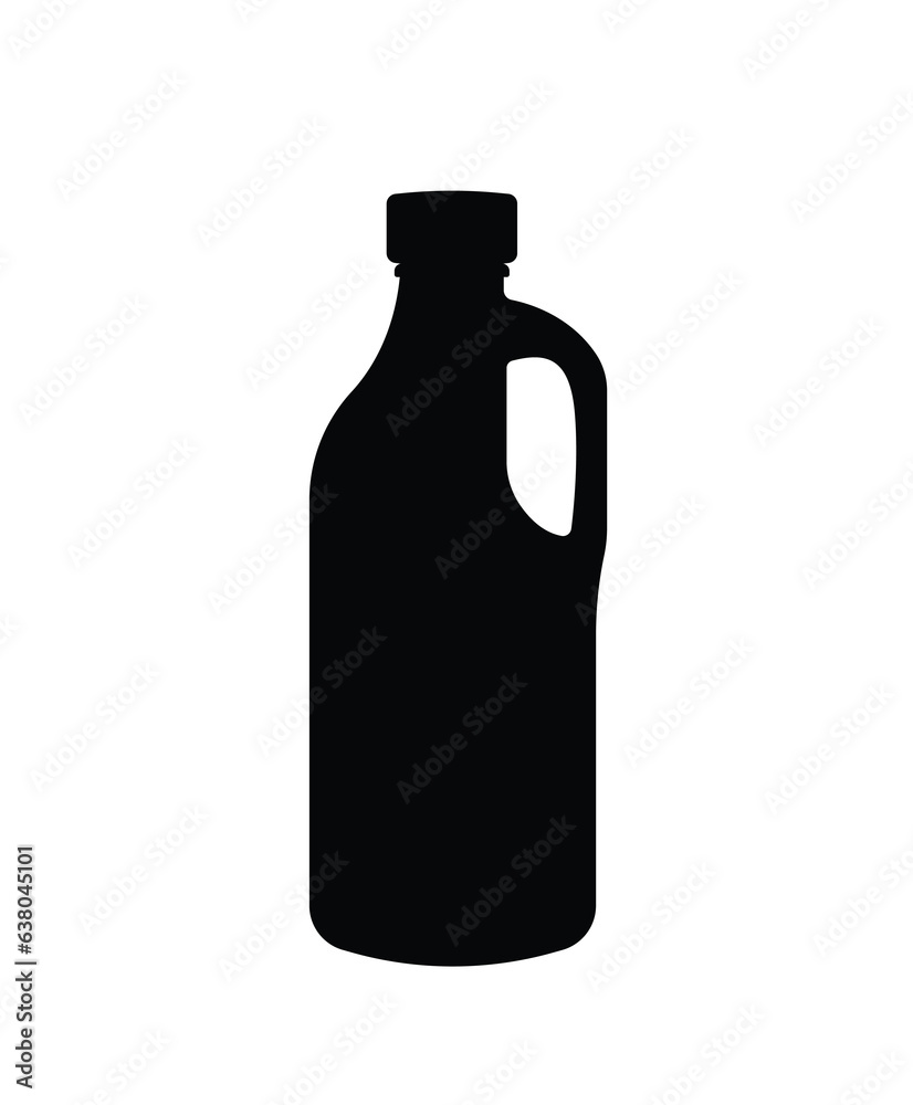 Glass water bottle with handle silhouette, glassware Juice water limonade bottle icon