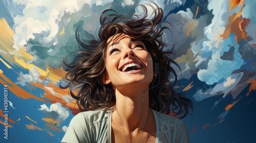 a young woman's face filled with joy