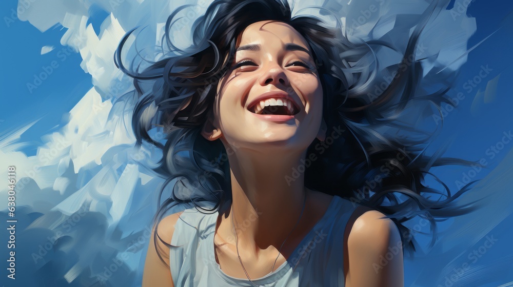 a young woman's face filled with joy a young woman's face filled with joy