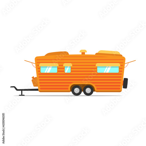 Caravan icon. Motorhome, camper. Color drawing silhouette. Side view. Vector simple flat graphic illustration. Isolated object on a white background. Isolate.