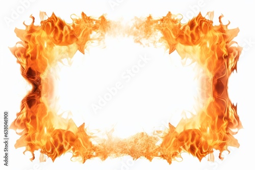 Frame or border made of fire flames isolated on white background