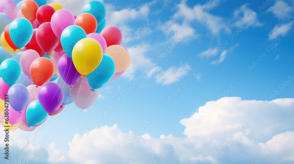 Colorful balloons floating in the sky. Generative AI Colorful balloons floating in the sky. Generative AI