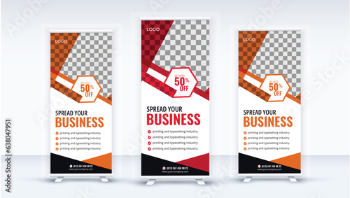 Vertical Advertising Trend Business Modern corporate colorful roll up standee banner design template.