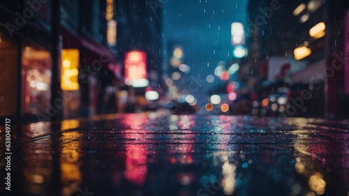 rainy street neon light