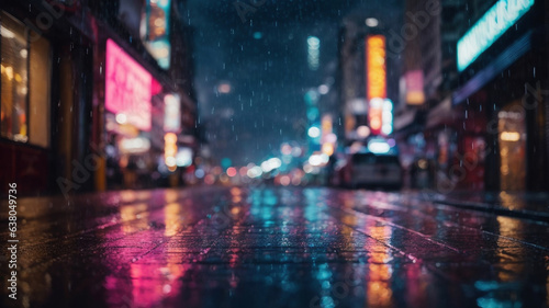 rainy street neon light © Maksym