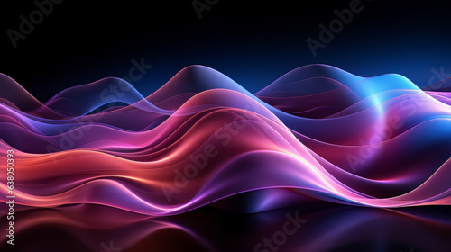 A close up of a wave of colored light on a black background