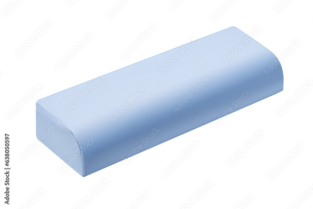 Blue rectangular pillow, manicure stand on a white background. Blue rectangular pillow, manicure stand on a white background.