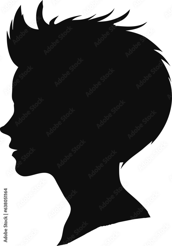 Woman head silhouette, face profile, vignette. Hand drawn vector illustration, isolated on white background. Design for invitation, greeting card, vintage style